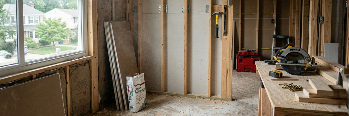 Maintenance technician cleaning industrial milling machine with spray bottle in a manufacturing workshop filled with tools and equipment