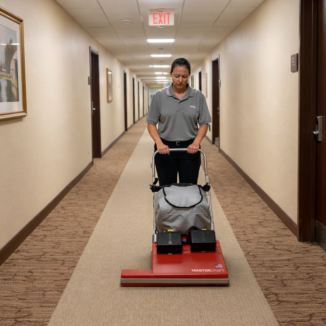 Wide area vacuum cleaning hotel corridor — Mastercraft USA WAV SV280B