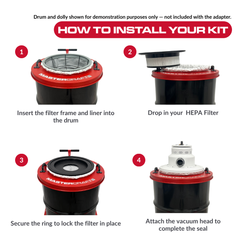 DA1512 DAF Kit Components — Head Assembly, Drum Adaptor, 16" HEPA Filter