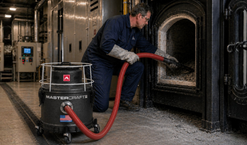 High-temp ash vacuum at a crematory