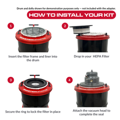 DA MAV16 DAF Kit Components — Air Head Assembly, Drum Adaptor, 16" HEPA Filter