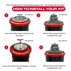 DA MAV16W Kit Components — Air Head Assembly, Drum Adaptor, Wet Pick-Up Adaptor